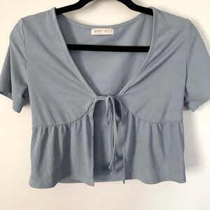 Tie front cropped top
